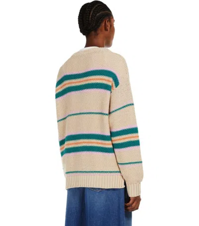Weekend Max Mara Angus Beige Crewneck Sweater With Embroidery In Brown
