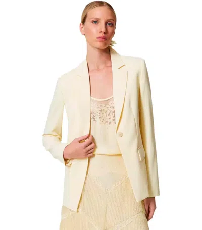 Twinset Vanille Crepe Single Breasted Blazer
