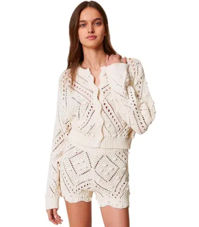 Twinset Light Natural Cropped Cardigan