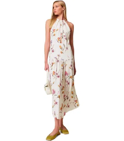 Twinset Madreperla Floral Long Dress In Neutral