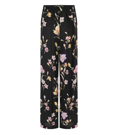 Twinset Black Floral Wide Leg Trousers