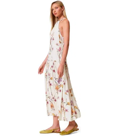 Twinset Madreperla Floral Long Dress In Neutral