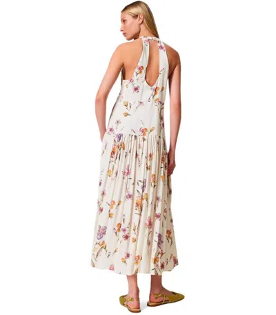Twinset Madreperla Floral Long Dress In Neutral