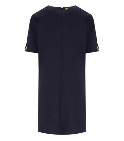 Twinset Twin-set Blue Dress With Jewel Buttons In Blue