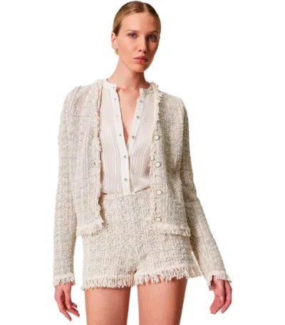 Twinset Twin-set Jacquard Lurex Gold Knitted Jacket