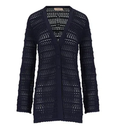Twinset Twin-set Blue Perforated Cardigan In Blue