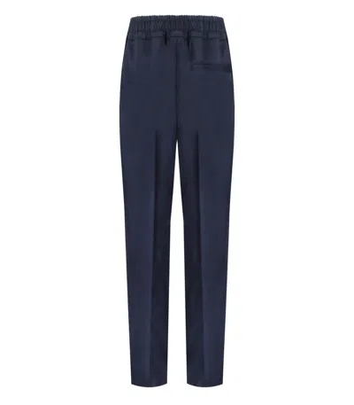 Cruna Midnight Blue Virgin Wool Trousers With Flap Pockets