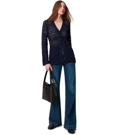 Twinset Twin-set Blue Perforated Cardigan In Blue
