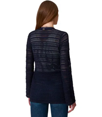 Twinset Twin-set Blue Perforated Cardigan In Blue
