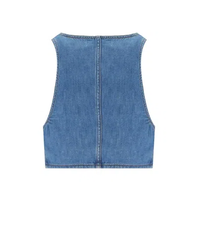 Twinset Woman Tailored Vest Blue Size 4 Cotton In Blue