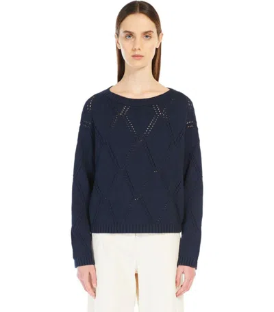 Weekend Max Mara Abbozzi Blue Crewneck Sweater In Blue