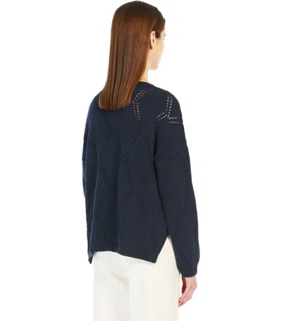 Weekend Max Mara Abbozzi Blue Crewneck Sweater In Blue