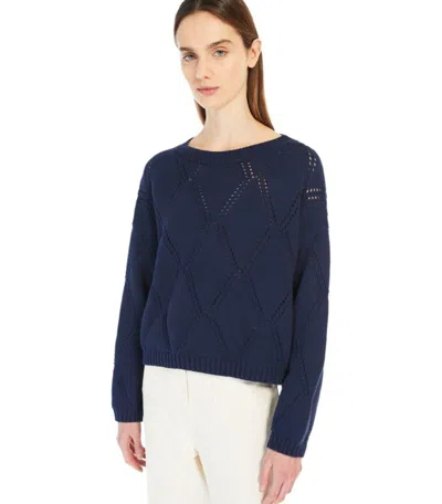 Weekend Max Mara Abbozzi Blue Crewneck Sweater In Blue