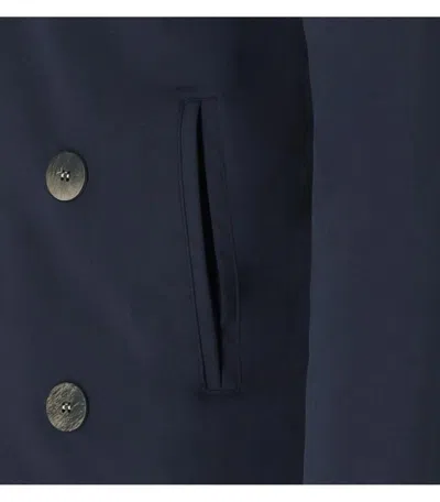 H953 Navy Blue Knitted Peacoat In Blue