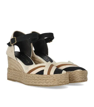Palomitas Sicily Black Wedge Espadrille In Multi