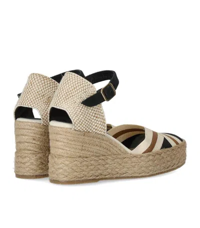 Palomitas Sicily Black Wedge Espadrille In Multi
