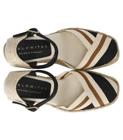 Palomitas Sicily Black Wedge Espadrille In Multi