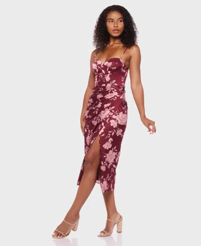 B Darlin Juniors' Satin Sweetheart Midi Dress In Purple