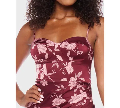 B Darlin Juniors' Satin Sweetheart Midi Dress In Purple