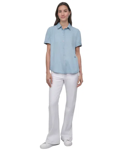 Dkny Jeans Women's Rolled-sleeve Button-up Shirt