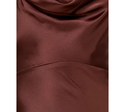 Seni & Cade Juniors' Satin Cowl-neck Halter Gown
