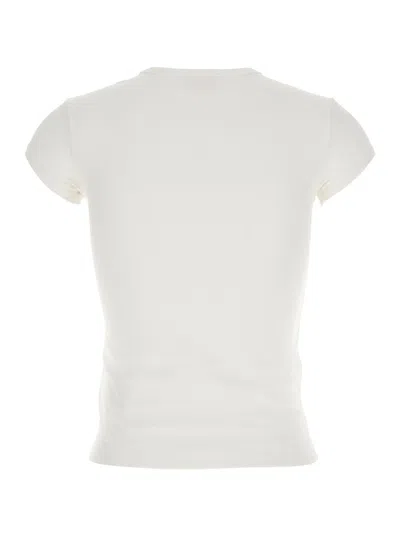 Diesel White T-shirt With Round Neck And Logo Plaque On The Front