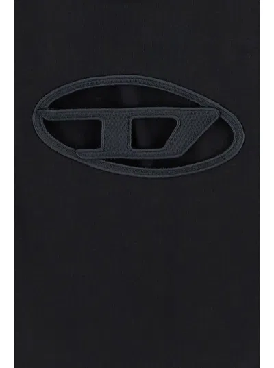 Diesel Abito Corto Con Dettaglio Oval D Cut Out In Cotone Stretch Nero Donna In Black