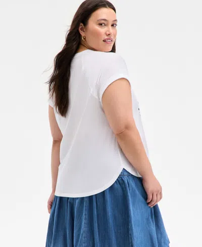 On 34th Trendy Plus Size Raglan-seam Palm-print T-shirt, Exclusively At Macy's