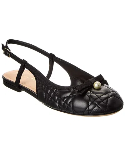 Dior Quilted Leather Slingback Ballet Flat In Black