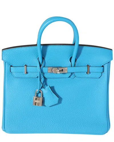 Pre-owned Hermes Hermès Blue Togo Birkin 25 Phw (authentic Pre-loved)