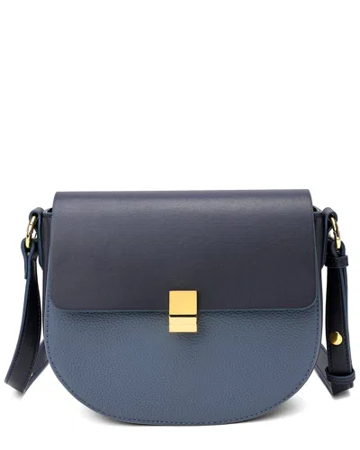 Tiffany & Fred Paris Croc Embossed Leather Messenger Bag