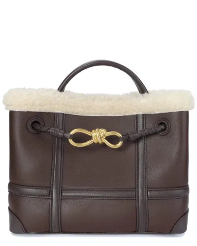 Tiffany & Fred Paris Smooth Leather & Shearling Top-handle Tote