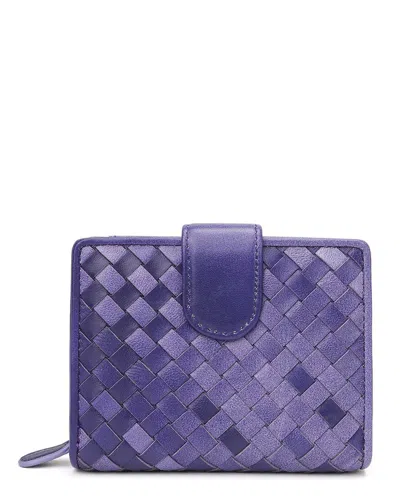 Tiffany & Fred Paris Woven Leather Wallet In Purple