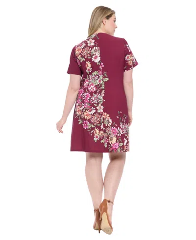 London Times Plus Size Short-sleeve A-line Dress In Multi