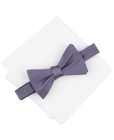 Alfani Men's Mini-pattern Bow Tie & Solid Pocket Square Set, Exclusively At Macy's