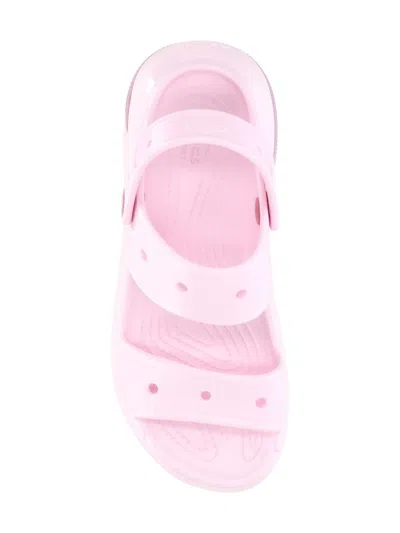 Crocs Open Toe Flat Sandals In Pink