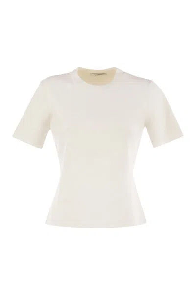Max Mara Ivory Stretch Viscose Blend T-shirt In White