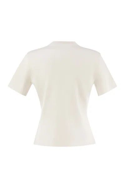 Max Mara Ivory Stretch Viscose Blend T-shirt In White