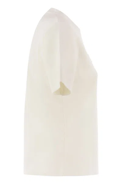 Max Mara Ivory Stretch Viscose Blend T-shirt In White