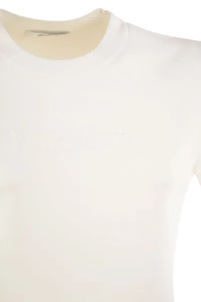 Max Mara Ivory Stretch Viscose Blend T-shirt In White