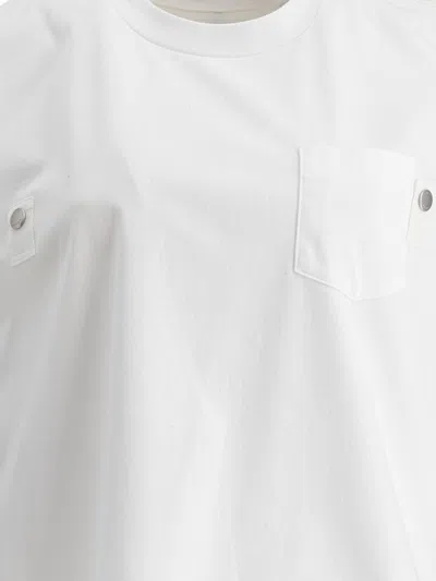 Sacai Cotton Jersey And Nylon Twill Tank Top Tops White In White