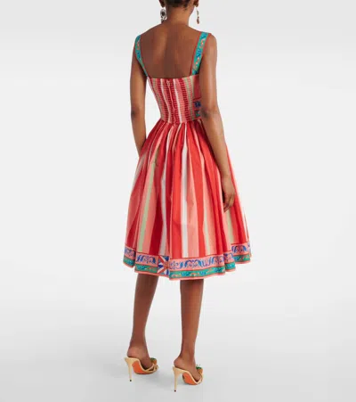 Dolce & Gabbana Striped Gathered Cotton Bustier Dress
