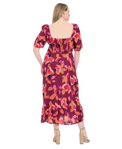 London Times Plus Size Short-sleeve A-line Dress In Multi