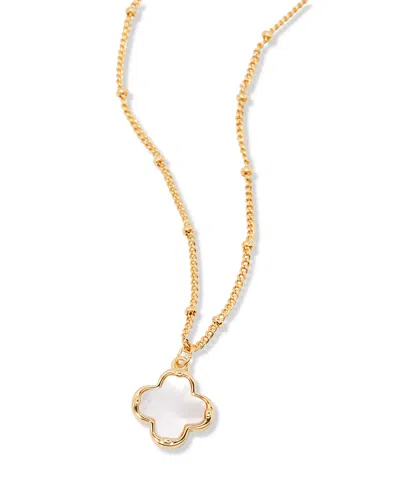 Brook & York Gold Plated Chatham Clover Cultivated Pearl Short Pendant Necklace
