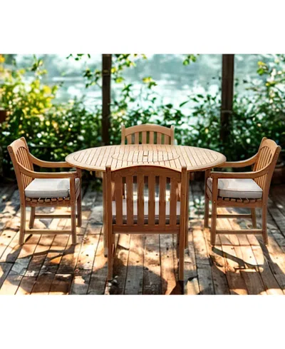Macy's Bristol 59" Round Dining Table & 4 Dining Chairs, Created For  In Brown