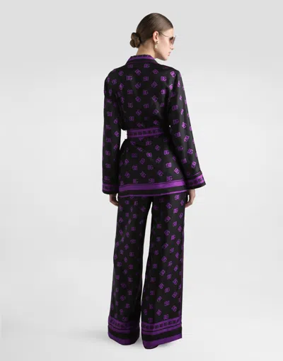 Dolce & Gabbana Dg Logo All-over Print Silk Vanity Pants