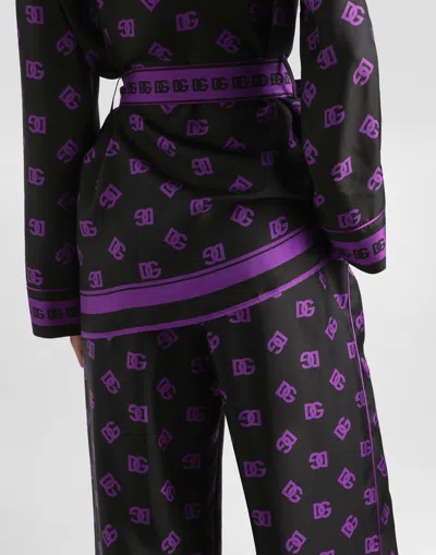 Dolce & Gabbana Dg Logo All-over Print Silk Vanity Pants
