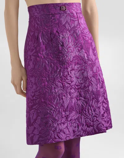 Dolce & Gabbana Peony Brocade Skirt In Purple