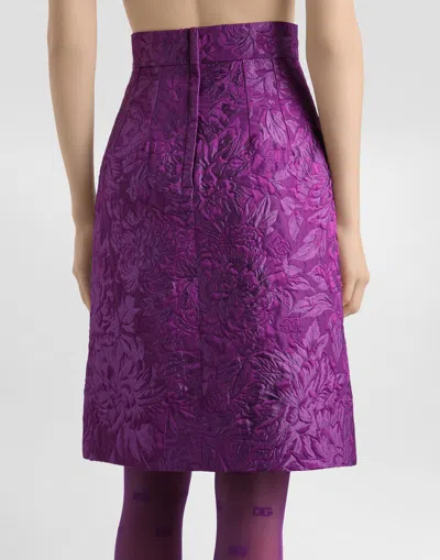 Dolce & Gabbana Peony Brocade Skirt In Purple