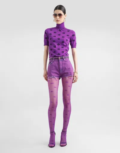Dolce & Gabbana Denim Shorts In Purple